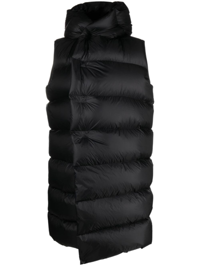 Rick Owens Oversized Quilted Knit-paneled Shell Hooded Down Jacket In Black