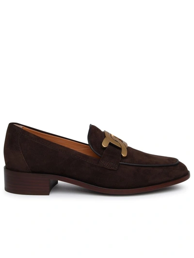 TOD'S TOD'S BROWN SUEDE LOAFERS