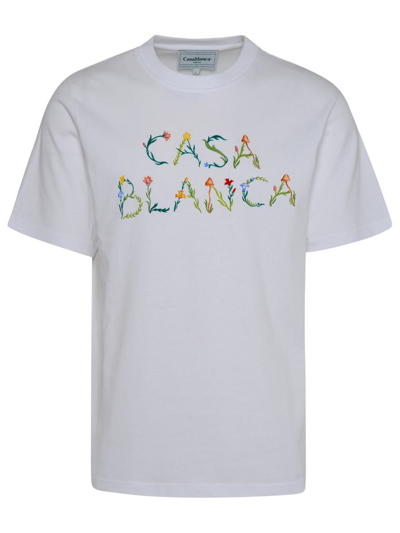 Casablanca L'arche Fleurie Organic Cotton T-shirt In White