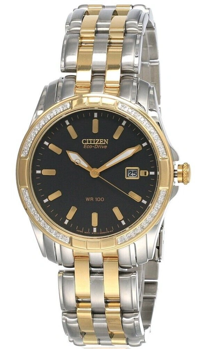 Pre-owned Citizen Eco-drive Black Dial Two Tone S-steel Men's Watch Bm6814-58e