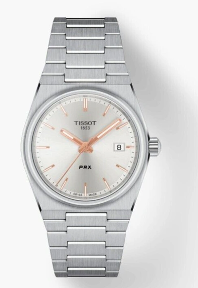 Pre-owned Tissot Prx 35mm Quartz Silver Stainless Steel Men's Watch T1372101103100