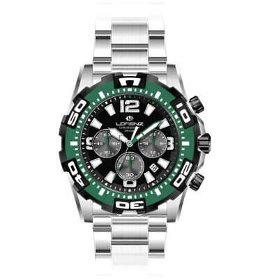 Pre-owned Lorenz Mens Wristwatch  26171ee Chrono Stainless Steel Black Green