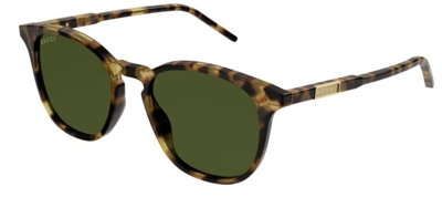Pre-owned Gucci Gg1157s 003 Havana/green Round Men's Sunglasses