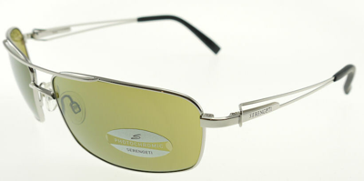 Pre-owned Serengeti Dante Shiny Silver / 555nm Green Sunglasses 7314 63mm