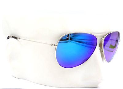 Pre-owned Maui Jim Mavericks Blue Polarized Aviator Silver Sunglasses B264-17 $319