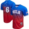 PRO STANDARD PRO STANDARD  ROYAL/RED PHILADELPHIA 76ERS OMBRE MESH BUTTON-UP SHIRT