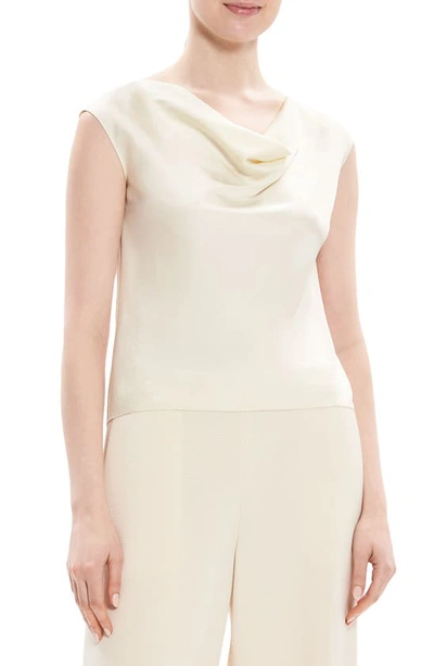 Theory Regal Scoop-neck Wool-blend Top In Rice