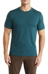 Alo Yoga Conquer Crewneck Short Sleeve Tee In Midnight Green