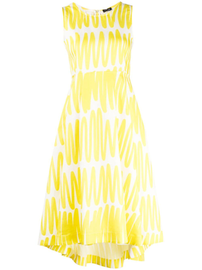 Kiton Abstract Printed High-low Midi Dress In Yellow