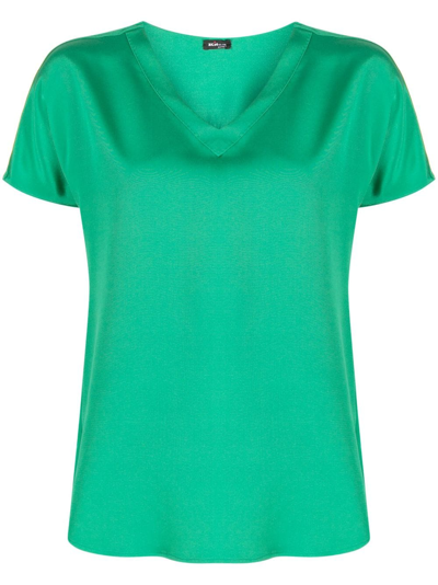 Kiton V-neck Cap-sleeves Silk Blouse In Green