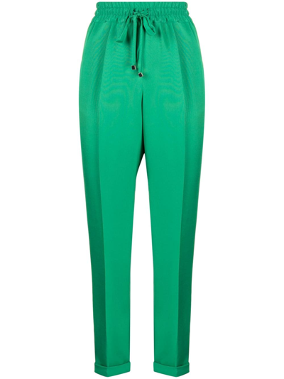 Kiton Drawstring Silk Straight-leg Trousers In Green