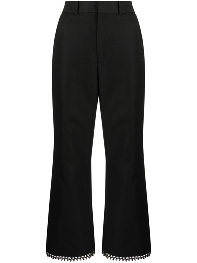 Rosie Assoulin Cropped Flare Trouser With Fringe Trim In Black