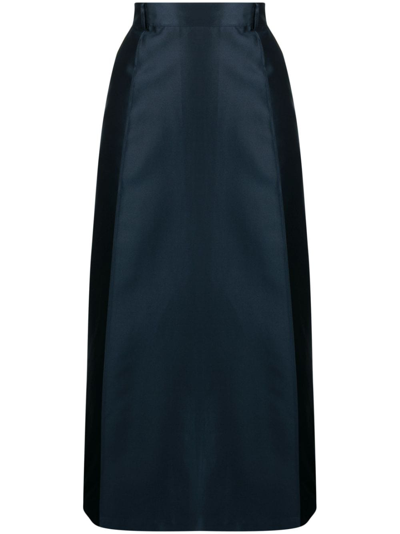 Kiton High-waist A-line Midi Skirt In Blue