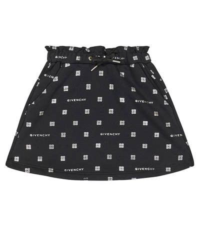 Givenchy Kids' Logo-print Jersey-fleece A-line Skirt In Black