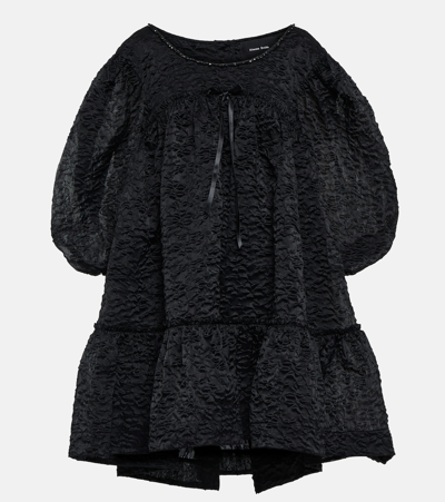 Simone Rocha Lace-trimmed Tiered Minidress In Black/black/jet