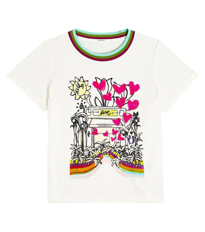 Zimmermann Kids' Halcyon Printed Linen And Cotton T-shirt In Ivory