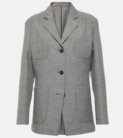Totême Slim Wool Blend Blazer In Grey