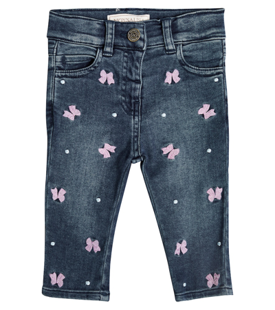 Monnalisa Baby Embroidered Jeans In Multicoloured