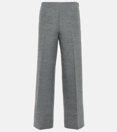 Totême Toteme Women's Grey Melange Jersey Wide-leg Mid-rise Wool And Recycled Polyamide-blend Trousers