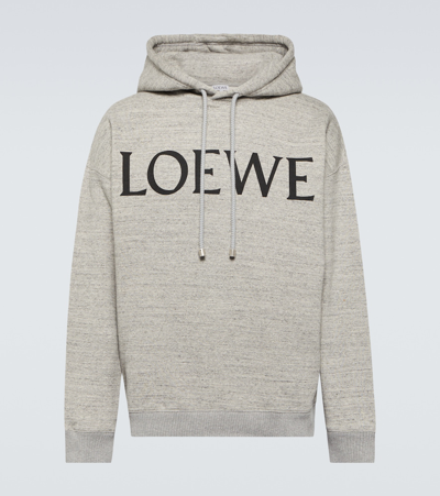 Loewe Logo Cotton Jersey Hoodie In Gray