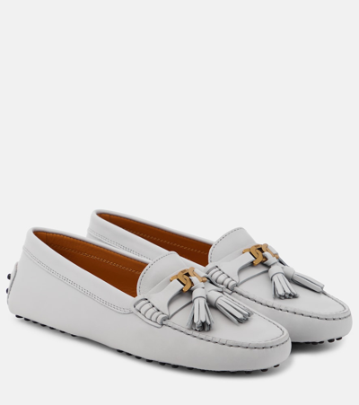Tod's Leather Moccasins In Grey