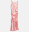 Acne Studios Wrap Satin Midi Dress In Pink