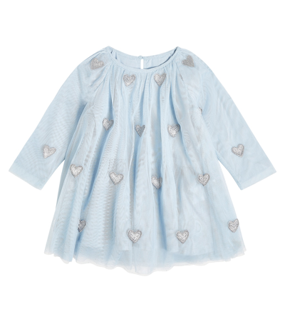 Stella Mccartney Baby Embroidered Tulle Dress In Blue