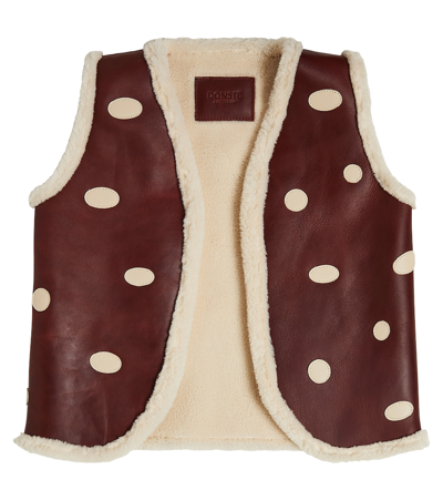 Donsje Kids' Caro Leather Waistcoat In Brown