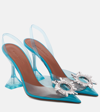 Amina Muaddi Begum Glass Pointed Toe Slingback Pump In Pvc Sky