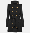 BALMAIN BELTED WOOL AND CASHMERE COAT