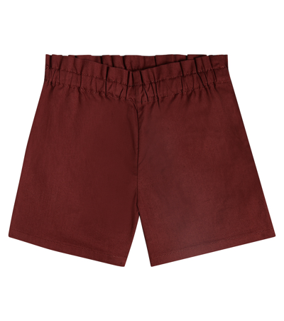 Bonpoint Kids' Milly Cotton-blend Twill Shorts In Bordeaux