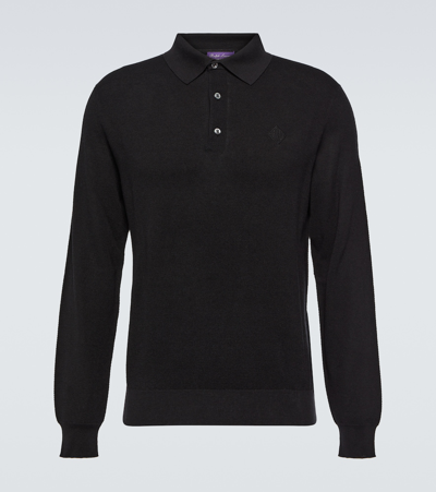 Ralph Lauren Purple Label Polohemd Aus Baumwolle Und Seide In Black