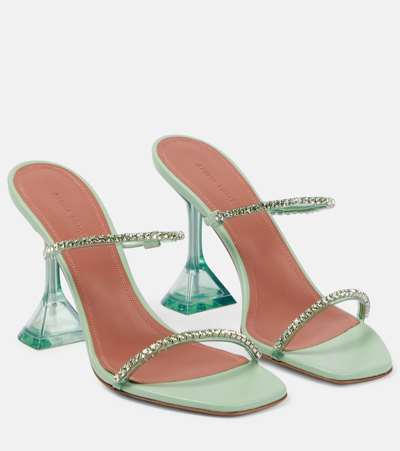 Amina Muaddi Gilda Pvc Crystal-embellished Sandals In Green