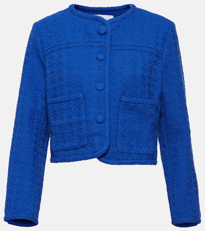 Proenza Schouler Tweed Crop Jacket In Blue