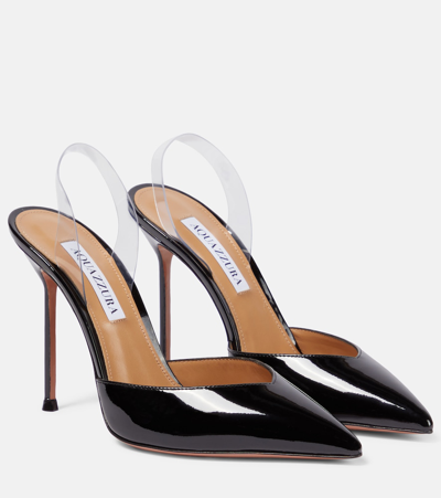 Aquazzura V Plexi Pvc And Leather Slingback Pumps In Black