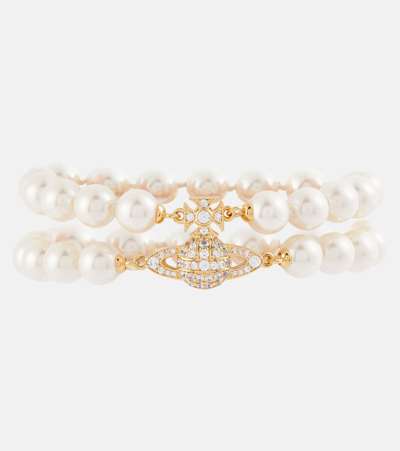 Vivienne Westwood Graziella Embellished Faux Pearl Bracelet In White