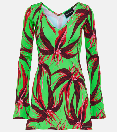 LOUISA BALLOU PRINTED RIBBED-KNIT JERSEY MINIDRESS