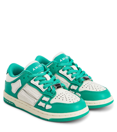 Amiri Kids' Skel Top Low Leather Trainers In Green