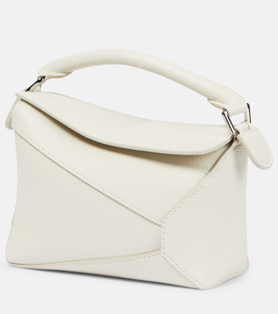 Loewe Puzzle Mini Leather Shoulder Bag In White