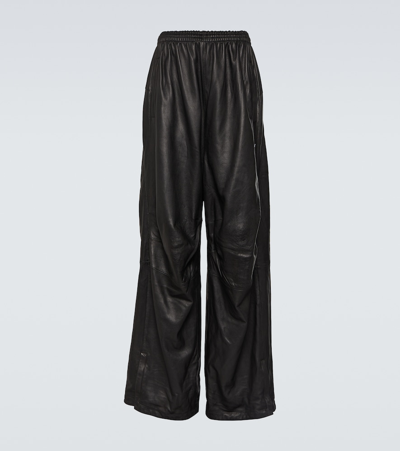 Balenciaga Leather Trousers In Black