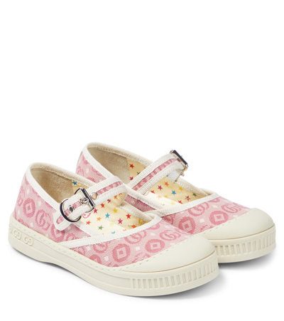 Gucci Kids' Double G Dots Cotton Blend Ballerinas In Multi