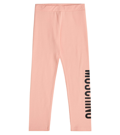 Moschino Kids' Logo Cotton-blend Jersey Leggings In Pink