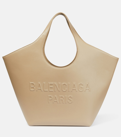 Balenciaga Mary-kate Leather Tote Bag In Taupe