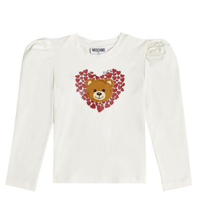 Moschino Kids' Teddy Bear Cotton-blend Jersey Top In Multicoloured