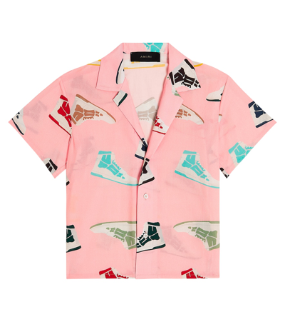 Amiri Kids' Skel Top Printed Cotton Shirt In Pink