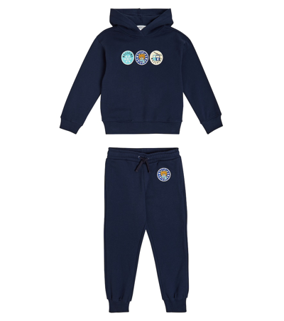 Moschino Kids' Printed Cotton Jersey Tracksuit In Blue