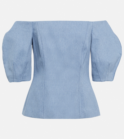 Gabriela Hearst Ellen Off-shoulder Cotton Top In Blue