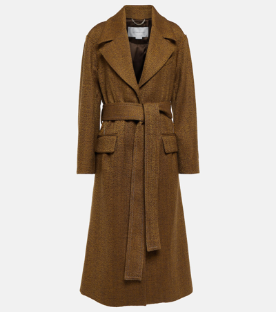Victoria Beckham Wool-blend Coat In Yellow Ochre/brow