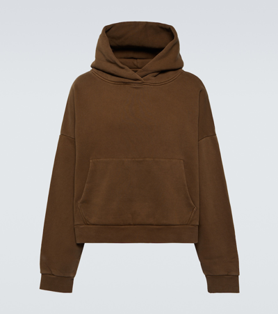 Entire Studios Cotton Sweatshirt Hood Kangaroo Pocket Ribbed Cuffs In Brown
