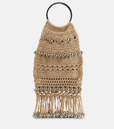 Rabanne Embellished Crochet Tote Bag In Beige
